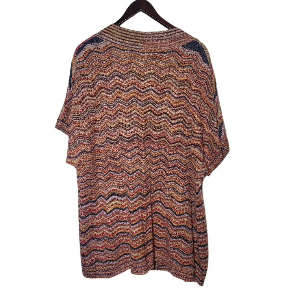 Catherines Rainbow Knit Cardigan‎ Womens Plus 1X Short Sleeve Open Front Spring - Picture 5 of 8